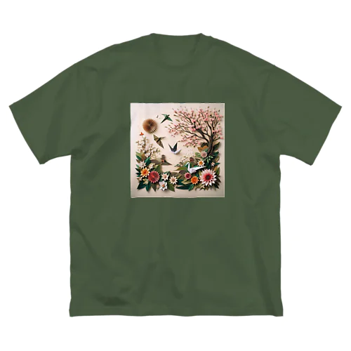 折り紙アート　春の兆し ビッグシルエットTシャツ