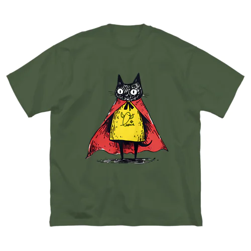 黒猫ヒーロー ビッグシルエットTシャツ