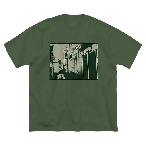 寄り道への誘い【緑】(黒縁) ビッグシルエットTシャツ