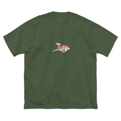 芝生にすわってる鹿 Big T-Shirt