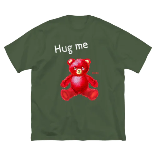 【Hug me】（赤くま） WHITE ビッグシルエットTシャツ