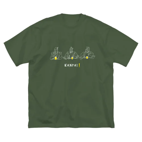 偉人 × BEER（三英傑）白線画 ビッグシルエットTシャツ