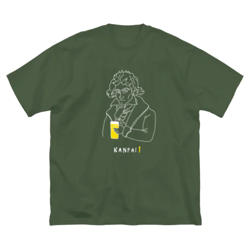 偉人 × BEER（ベートーベン）白線画 ビッグシルエットTシャツ