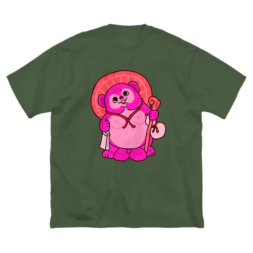 たぬきの置物（ピンク） ビッグシルエットTシャツ