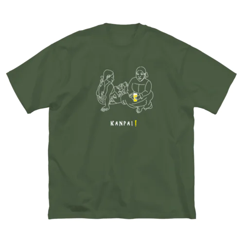 名画 × BEER（タヒチの女）白線画 ビッグシルエットTシャツ