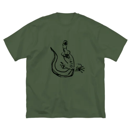 【黒】ヘソ天オオトカゲ / HESOTEN VARANUS ビッグシルエットTシャツ