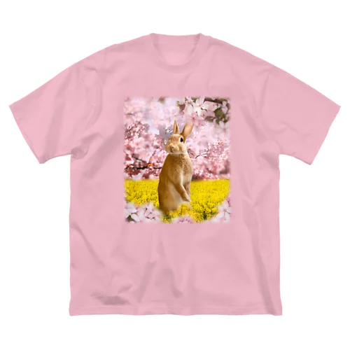 お花見うさぎ-うさぎのうみ ビッグシルエットTシャツ