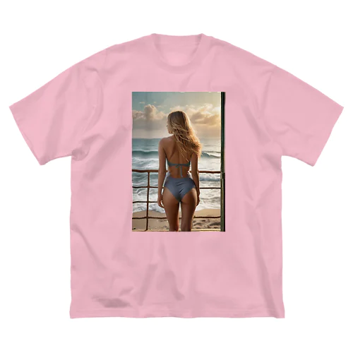 ビーチブロンド美女 ビッグシルエットTシャツ