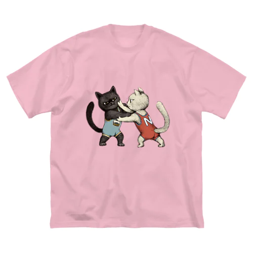 にゃんこレスリング ビッグシルエットTシャツ