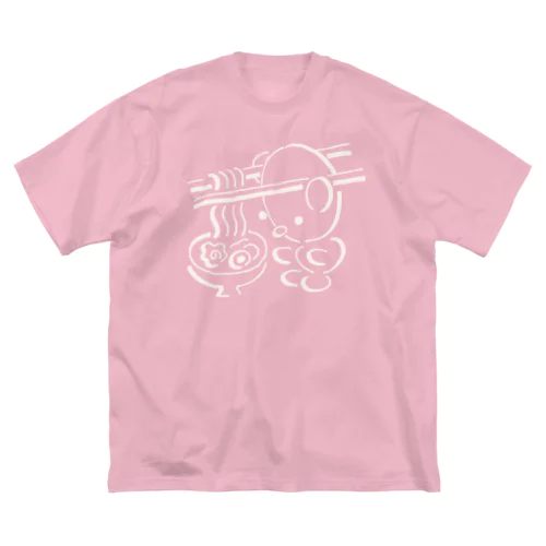 ミミハシ・らぁめん　白インク ビッグシルエットTシャツ