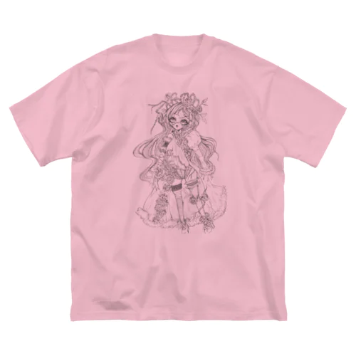 薔薇の魔女ルージュちゃんの線画グッズ。 ビッグシルエットTシャツ