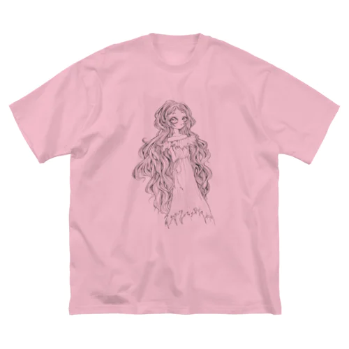 リボンなしルージュちゃんの線画グッズ。 ビッグシルエットTシャツ