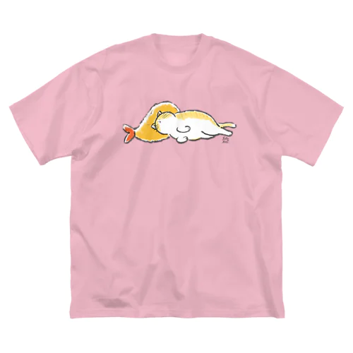 ピスピスゆーて寝るネコ【茶白】 ビッグシルエットTシャツ