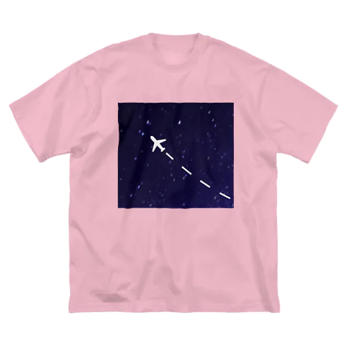 jet stream GALAXY 夜の飛行機星空 ビッグシルエットTシャツ