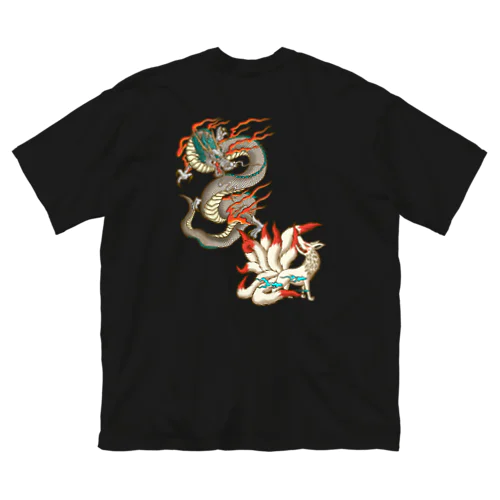 【バックプリント】九尾の狐と白龍 ビッグシルエットTシャツ