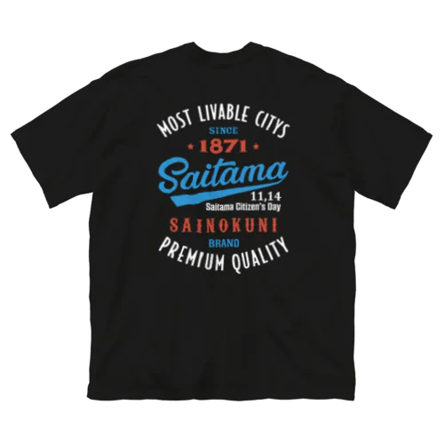 [★バック] Saitama -Vintage- (濃色Tシャツ専用) ビッグシルエットTシャツ