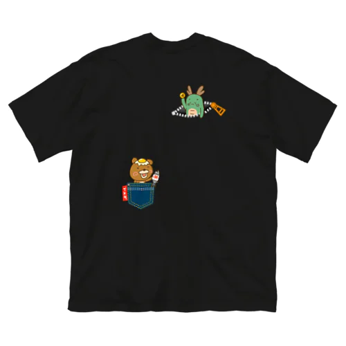 【バックプリント】龍神さんと卵かけグマ 루즈핏 티셔츠