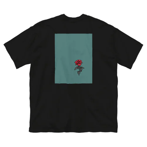 赤い薔薇 ビッグシルエットTシャツ