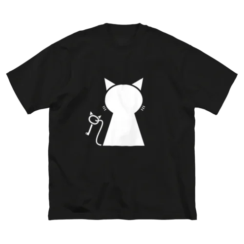 鍵穴っぽい猫 (白猫) ビッグシルエットTシャツ