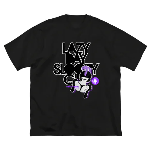 LAZY DAY SLOOPY GIRL 0574 ブラックフーディー女子 エロポップ ロゴ ビッグシルエットTシャツ