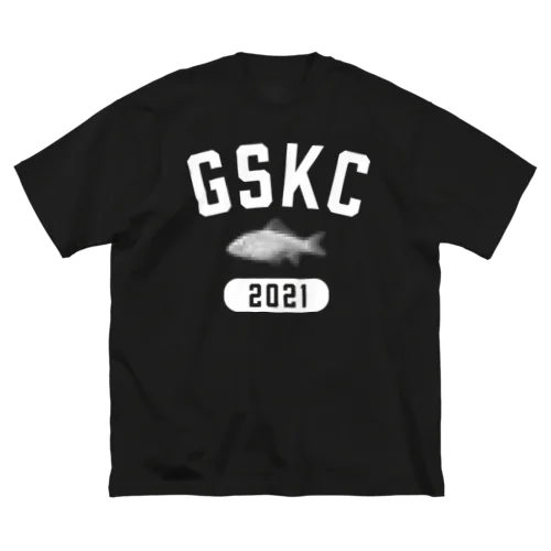 GaSaKkoClub-カレッジロゴ風-ふなモザイク（ホワイト） ビッグシルエットTシャツ