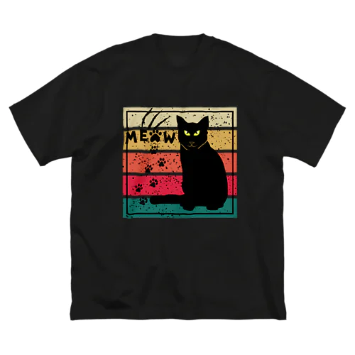 black cat meow paw signature ビッグシルエットTシャツ