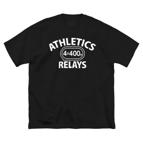 4×400mリレー・白・リレー競走・1600メメートルリレー走・グッズ・オリジナル・デザイン・Tシャツ・陸上部・男子・女子・美男子・美女・かっこいい・かわいい・選手・混合・1600mR・マイルリレー・応援 ビッグシルエットTシャツ