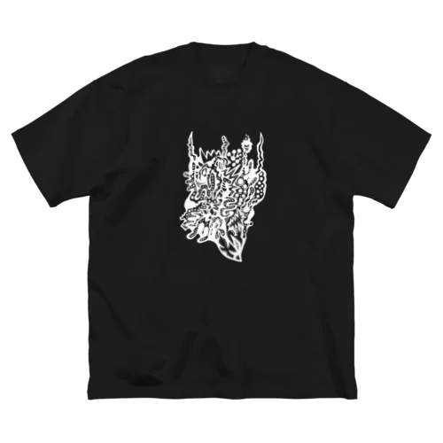 心臓 白線 ビッグシルエットTシャツ