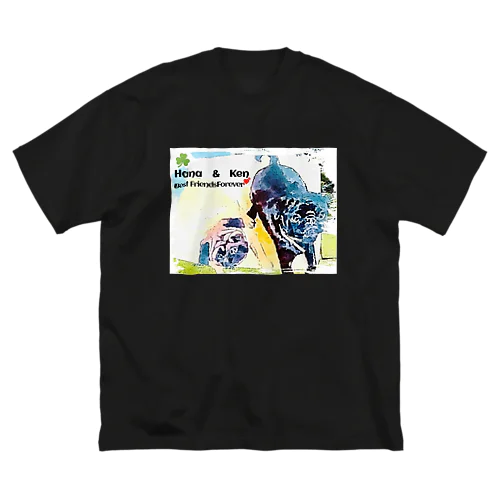 パグ犬　花ちゃん　ケンちゃん　癒しグッズ ビッグシルエットTシャツ