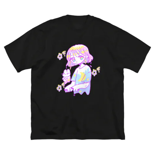 うさぎとおんなのこ（とけてる） ビッグシルエットTシャツ