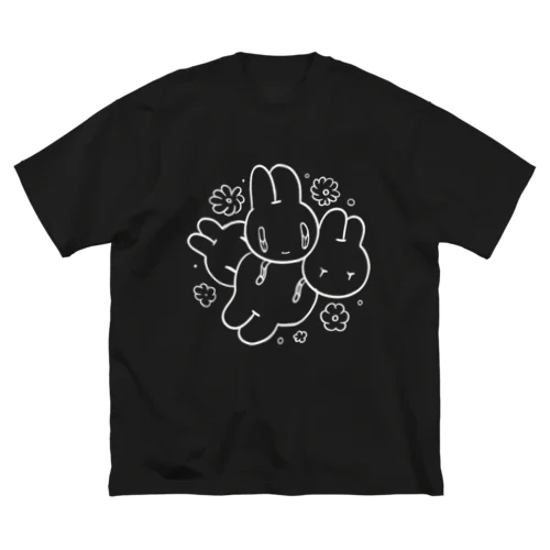 ギュウギュウうーさー黒 ビッグシルエットTシャツ