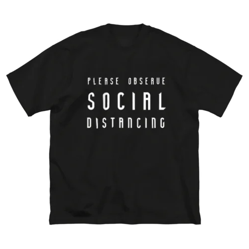 社会的距離を守ろう。 PLEASE SOCIAL DISTANCING 白 ビッグシルエットTシャツ