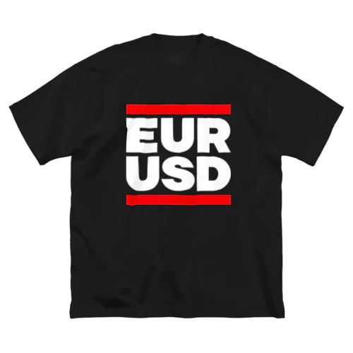 ユロドル ユーロドル EURUSD FX 為替 両替 　白字白　フォント  トレーダー　トレード　投資家 ビッグシルエットTシャツ