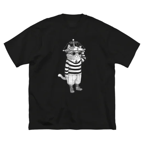 ＥＳＰハットをかぶった猫（白） ビッグシルエットTシャツ