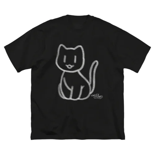 ねこのTシャツ(黒) 루즈핏 티셔츠