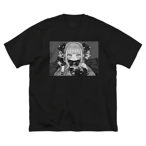 くまをしょくす モノクロver. ビッグシルエットTシャツ