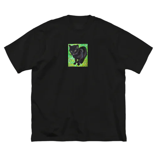 ベロの出た黒猫２ ビッグシルエットTシャツ