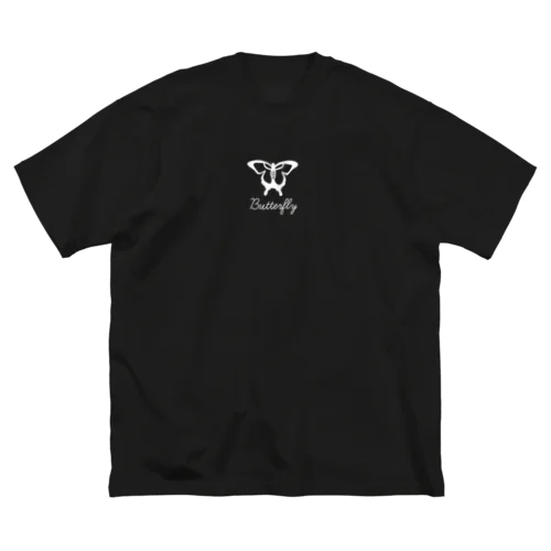 butterfly White logo ビッグシルエットTシャツ