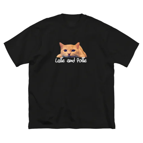 【ビッグシルエットTシャツ】ラテ子のお目目がたまらん可愛いロゴ入り英文白文字【Tシャツ】 ビッグシルエットTシャツ