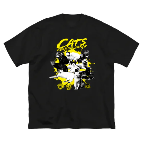 猫が世界を支配する（黄） ビッグシルエットTシャツ