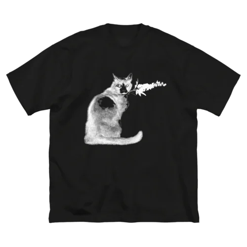 花を贈る猫 白 Big T-Shirt