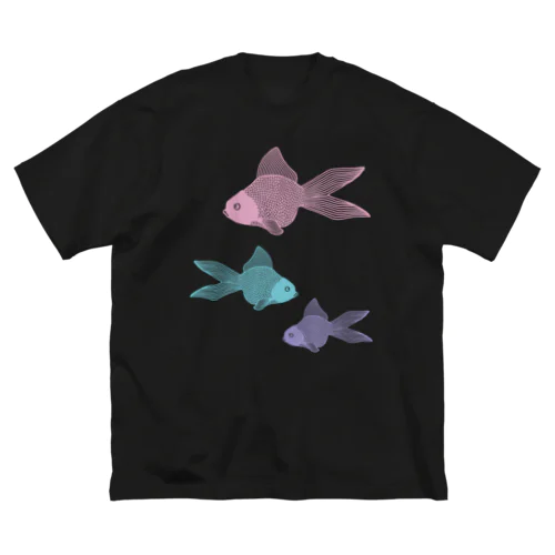 金魚３匹 くすみパステル ビッグシルエットTシャツ