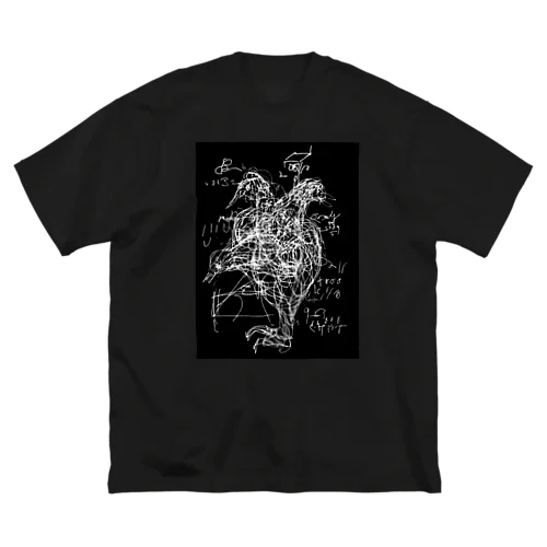 My animals 鳥　背景黒 ビッグシルエットTシャツ