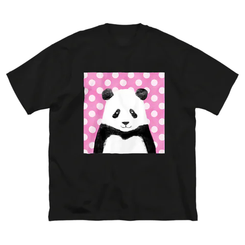 水玉パンダ(ピンク) ビッグシルエットTシャツ