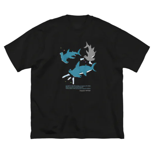 マイクロプラスチックとハンマーヘッドシャーク ビッグシルエットTシャツ