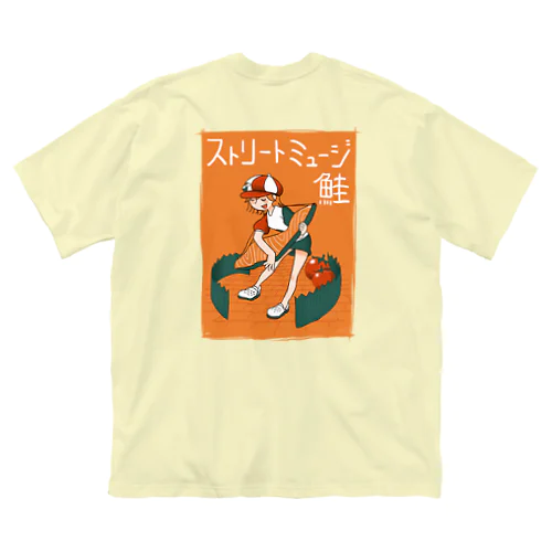 【日カンコラボ】ストリートミュージ鮭Tシャツ ビッグシルエットTシャツ