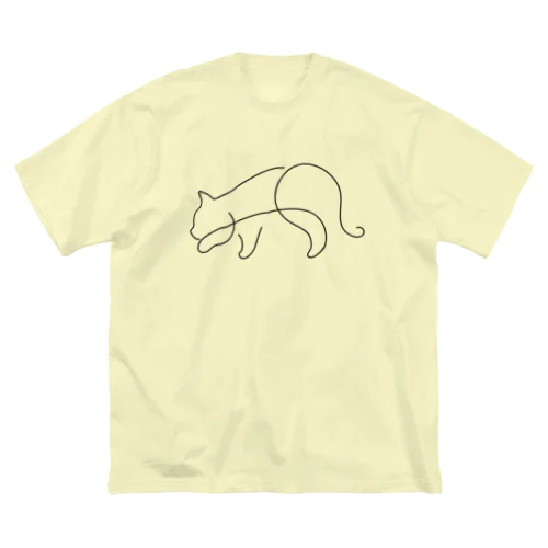 忍び歩きシンプル黒猫 ビッグシルエットTシャツ