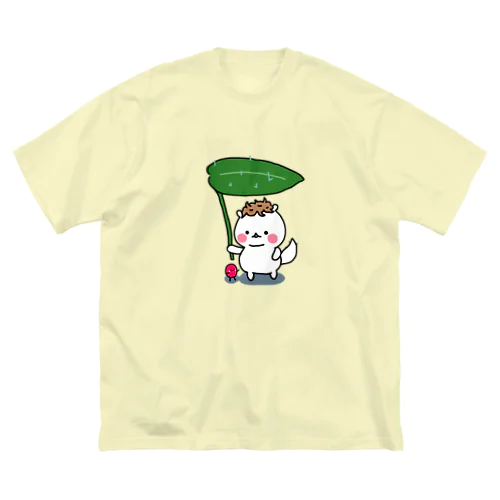 葉っぱの傘をさす もち三郎 ビッグシルエットTシャツ