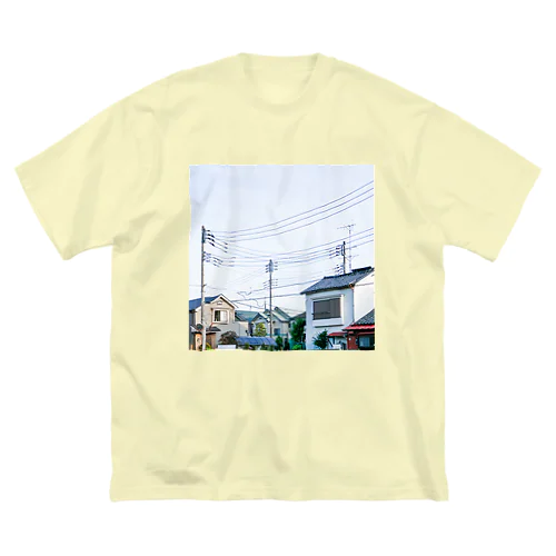 電線と家々 ビッグシルエットTシャツ