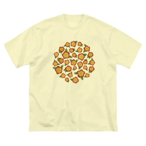 赤いお花 ビッグシルエットTシャツ